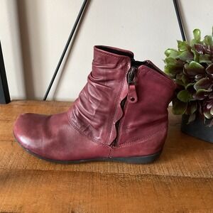 Josef Seibel Faye 05 Ankle Boots EU39 US 8-8.5 Burgundy Ruched Fleece Lined Boho